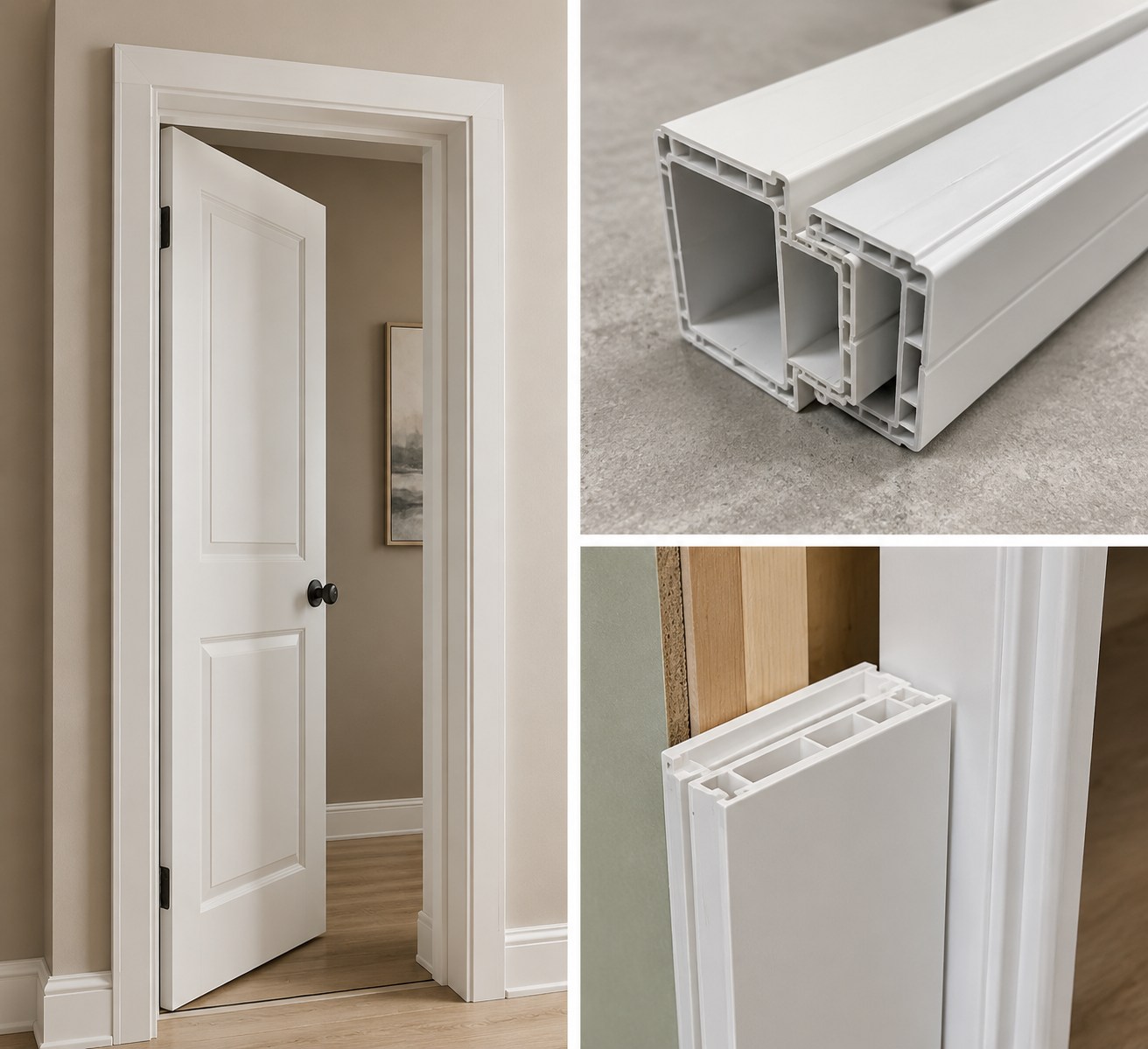 PVC door with jamb